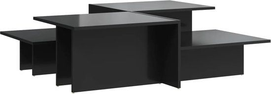 vidaXL Salontafels - Set van 2 - Bewerkt Hout - Hoogglans Zwart