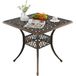 Coast Table de terrasse carrée - Aluminium moulé - Trou pour parasol de 4,8 cm - Bronze - 80 x 80 x 75 cm