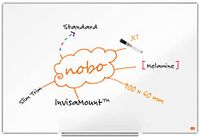 Nobo Melamine Niet-magnetisch Whiteboard Met Pennengoot, 900 x 600 mm, Slanke Lijst, InvisaMount Montagesysteem, Impression Pro, Wit, 1915410