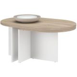 Betty Table Basse Pivotante Ovale Chêne / Blanc 90/130,4 X 60 X 42,2 Cm
