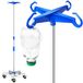 AIESI® Infuuspaal in ROESTVRIJ STAAL met 4 kunststof haken en zwenkwielen met rem, 2 gratis fleshouders van 100 ml, Garantie 24 maanden