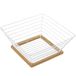 DRW DRW Fruitschaal van metaal en hout in wit en natuur, 25 x 25 x 10 cm, rooster 15 x 15 cm