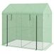 Greenhouse in two parts with sliding door and windows, steel and PE, 200 x 140 x 200 cm, green