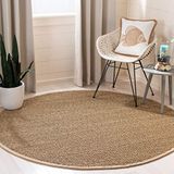 SAFAVIEH Natuurvezel tapijt voor woonkamer, eetkamer, slaapkamer - Natural Fiber Collection, korte pool, natuur en beige, 122 x 122 cm
