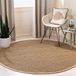 SAFAVIEH Natuurvezel tapijt voor woonkamer, eetkamer, slaapkamer - Natural Fiber Collection, korte pool, natuur en beige, 122 x 122 cm