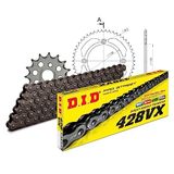 Kettingset DID Kettingset Alu 428VX / 124 klinknagel slot zwart voor Honda CR R 85 cc Bj. 2003-2004