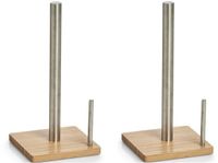 Zeller Keukenrolhouder - 2x - bamboe hout - vierkant