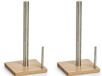 Zeller Keukenrolhouder - 2x - bamboe hout - vierkant
