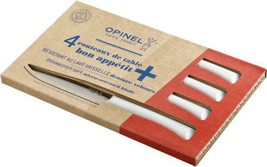 Opinel N°125 Bon Appétit+ Cloud Tafelmessenset - 4-delig - Wit - RVS - Steakmessen