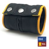 Le bracelet de force en cuir - Noir/Jaune- avec zip