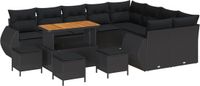 vidaXL - Tuinbank - Set - 13-delig - Zwart - Polyrattan