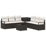 vidaXL - Bankstel - 8 - st - Zwart - en - Crème - Wit - Poly - Rattan - en - Staal