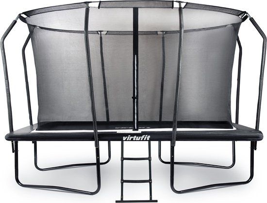 VirtuFit Premium Rechthoekige Trampoline met Veiligheidsnet - Zwart - 244 x 366 cm