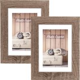 Zep Cadre photo bois - 2x pièces - naturel brun - 15 x 20 cm