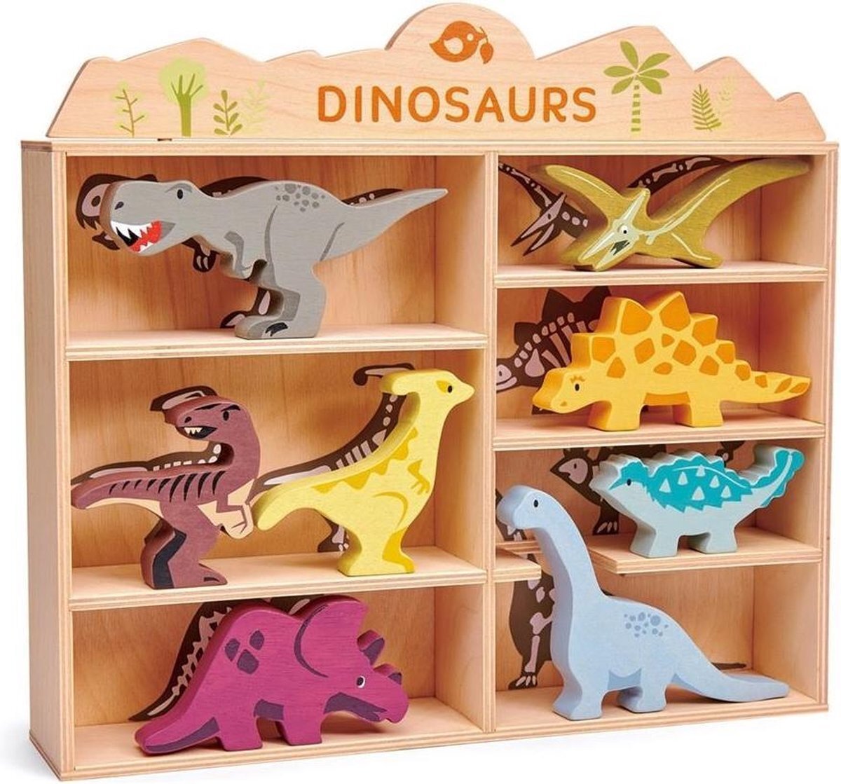 Tender Leaf Toys Tender Leaf Toys Dierenset Dinosaurus 28 X 38 Cm Hout 9-delig