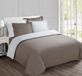 TRANKIELO® - Ensemble de literie 100% coton – Housse de couette 240 x 220 cm + 2 taies d'oreiller 65 x 65 cm – Taupe/Blanc