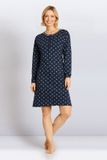 Hajo nachthemd blauw met gebloemd patroon - Blauw - Maat 36/38