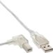 Câble InLine USB 2.0 A mâle vers USB B mâle coudé - 0,3 m - Transparent