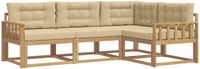 vidaXL Hoek loungeset 4 zitplaatsen Polyester Wit en Beige
