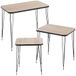 DRW Set van 3 bijzettafels van hout en metaal in zwart, marmereffect, 60 x 37 x 53, 45 x 37 x 49 en 37 x 29 x 45 cm
