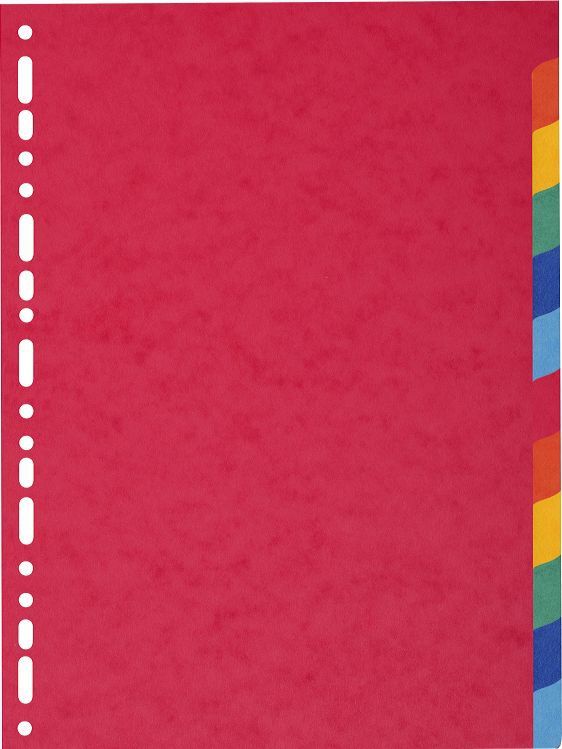 Exacompta 1412E - A4 Cardboard Multi-color Index Dividers - 12 Pack