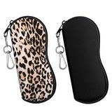 MoKo Eyeglasses Case, (2 Pack) Soft Zippered Neoprene Sunglasses Pouch Protective Eyewear Case Bag with Clip for Men and Women