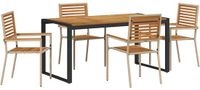 vidaXL Tuin Eettafel Set 5-delig Beige/Bruin Polywood