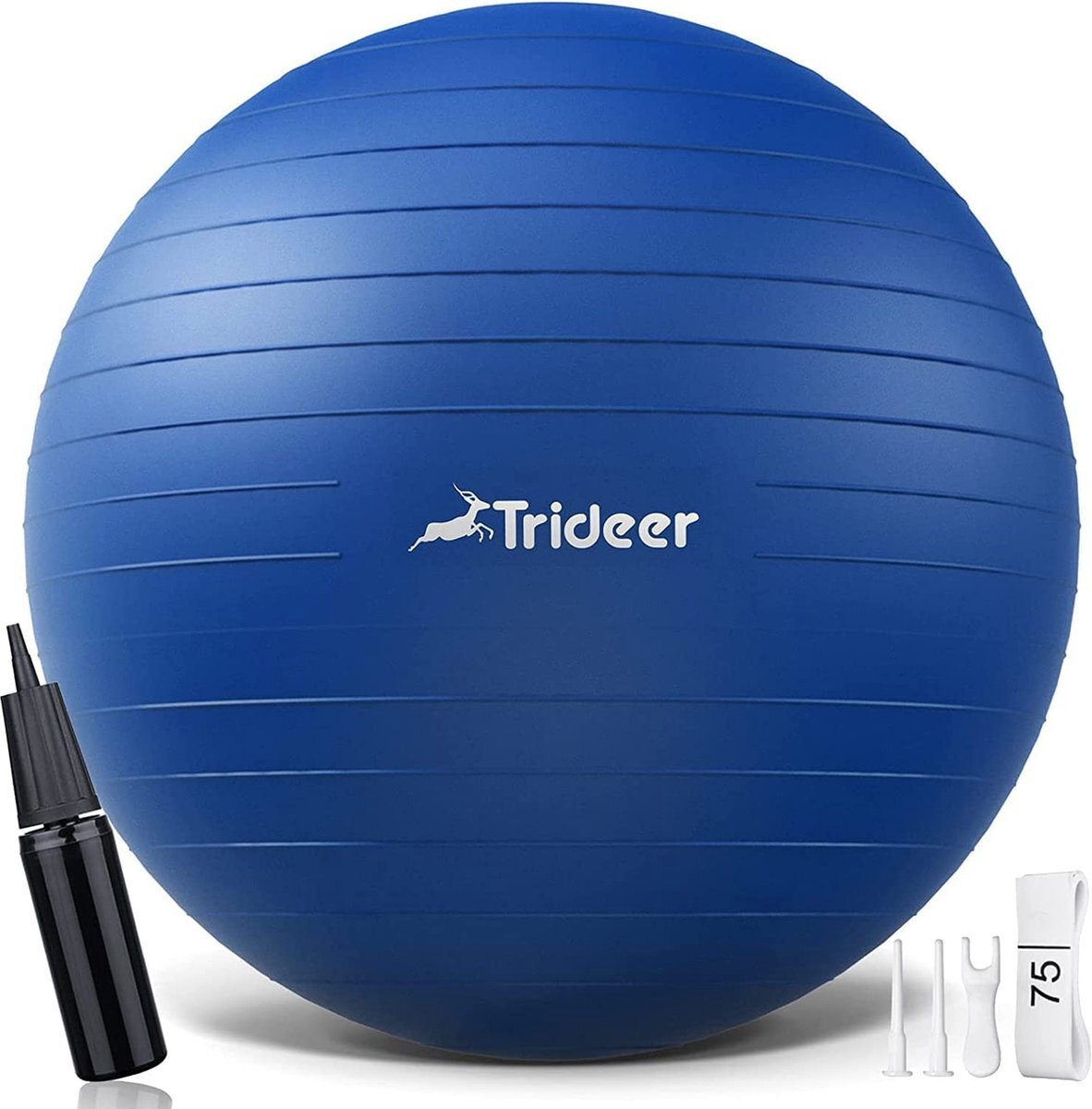 trideer - extra sterke yoga bal - Blauw 48-55 cm - Met Pomp - gymnastiekbal, pilatesbal, zitbal voor kantoor, balans, yoga, fitness bal, zwangerschapsbal, balansstoel in de sportschool, thuis of op kantoor