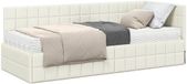 vidaXL Hoekbedframe met Matras en Hoofdeinde - Crème Fluweel - Tweepersoons