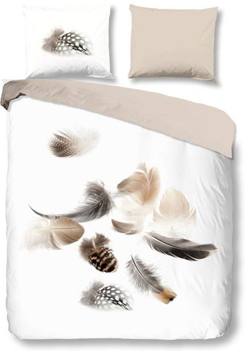 Snoozing Feathery Flanel Dekbedovertrek Eenpersoons 140x200/220 cm + 1 kussensloop 60x70 cm - Wit