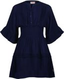 Vingino Pearly Meisjes Jurk Korte Mouw Ronde Hals A-lijn Viscose Donkerblauw Maat 116