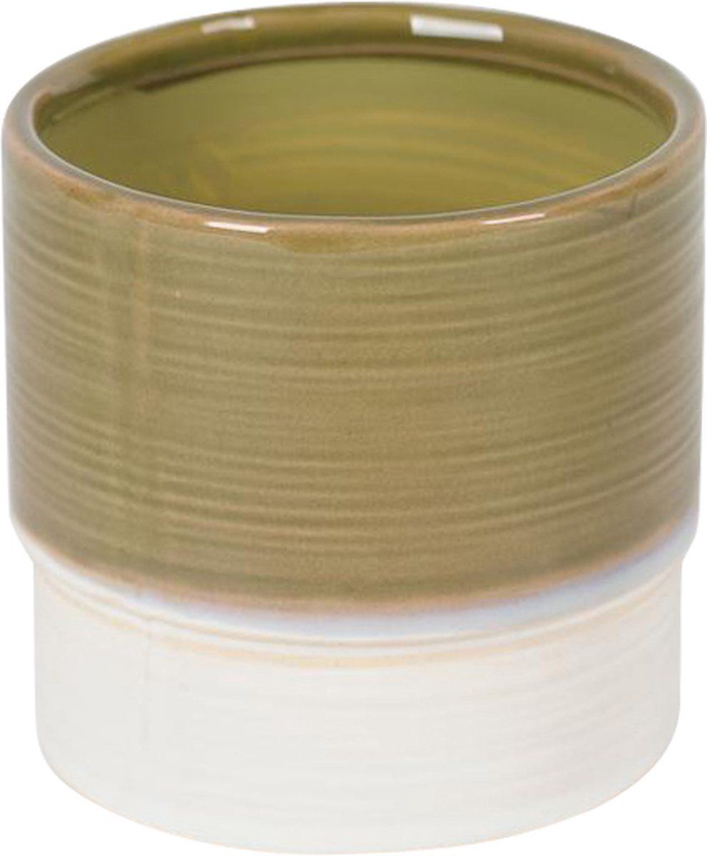 Rasteli Bloempot-Sierpot Groen-Wit D 10.5 cm H 10.5 cm