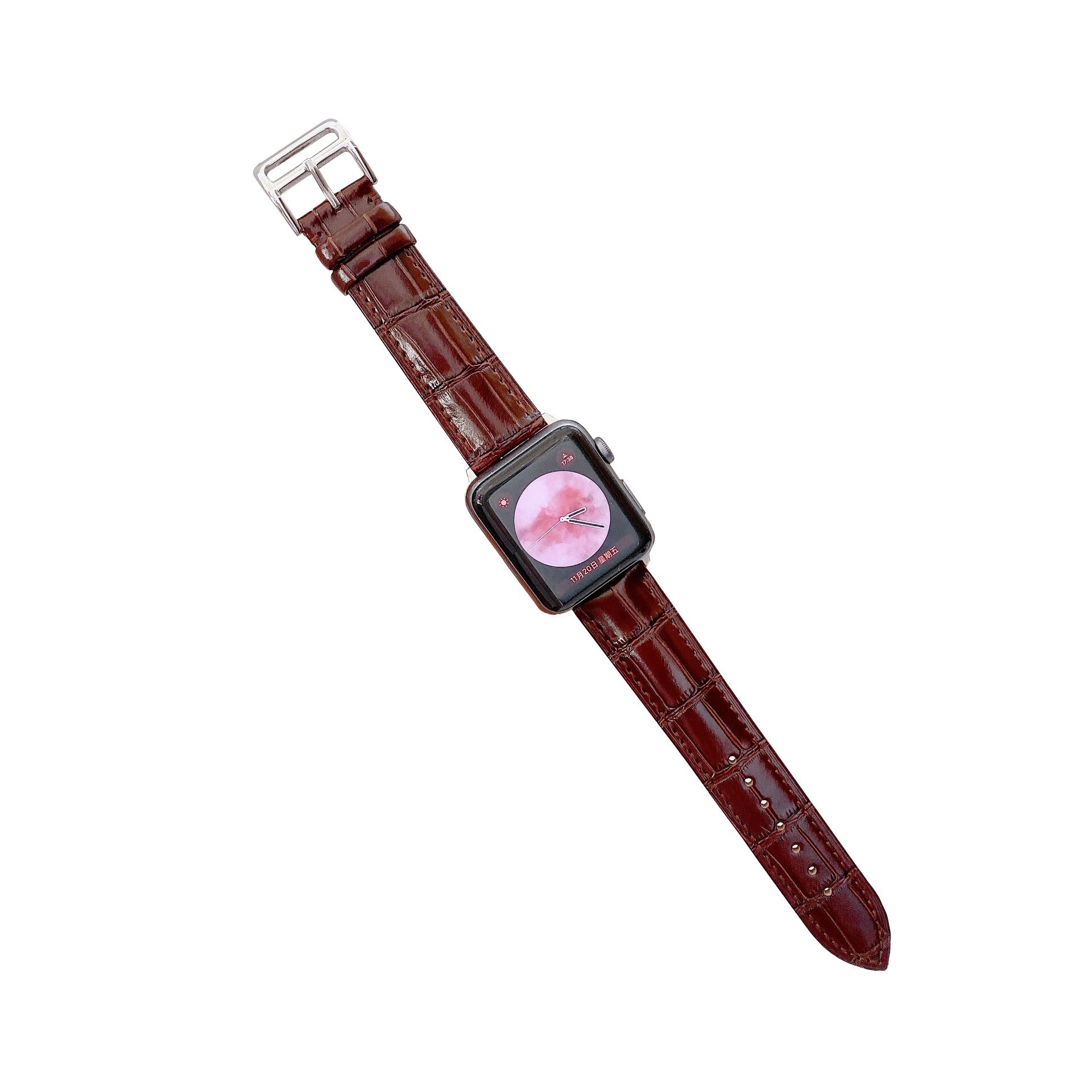JVS Products Watch 42/44MM Leren Bandje - Horloge Bandje - Apple Watch - Donkerbruin