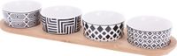 Excellent Houseware set van 4x luxe hapjes/sausjes/tapas schaaltjes op bamboe plankje