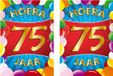 Bellatio Decorations Verjaardag deurposter - 2x - 75 jaar - multi - 59 x 84 cm - feestartikelen
