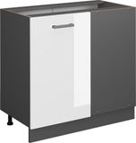 Vicco R-Line Hoekkast – 86 cm sans plan de travail Blanc Laqué brillant