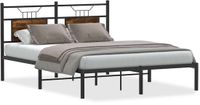 vidaXL Bedframe zonder matras, gerookt eikenhout, 140x190 cm