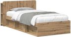 vidaXL Bedombouw met opslag Artisanaal eiken 90 x 190 cm Bewerkt hout