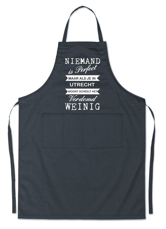 mijncadeautje kitchenware Mijcadeautje Luxe schort - niemand is perfect - woonplaats naar keuze - Zwart