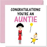 Nieuwe Baby Card - Gefeliciteerd Je bent een tante Pasgeboren Baby Kaarten, Goed gedaan Gefeliciteerd Nieuwe Baby Kaarten, Welkom in de Wereld Home Gifts, 145mm x 145mm Baby Wenskaarten voor tantes