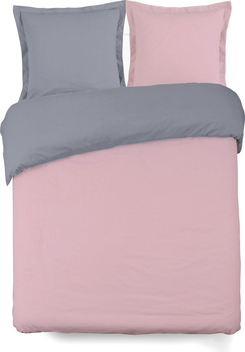 Vision Home Vision Bicolor omkeerbaar dekbedovertrekset - grijs/roze - Kingsize 260x240cm