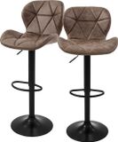 ML-Design Barkruk set van 2 bruin kunstlederen bekleding met rugleuning en voetensteun in hoogte verstelbaar 59-79cm