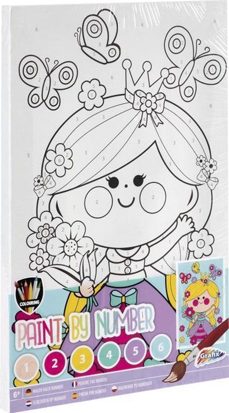 Schilderen op nummer voor kinderen - Prinses - A4 - Grafix