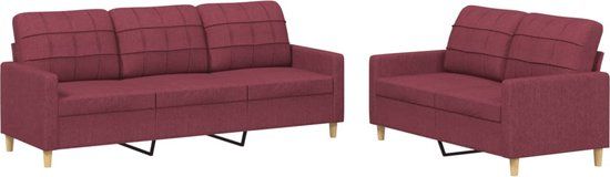 vidaXL 2-delige Loungeset met kussens stof wijnrood