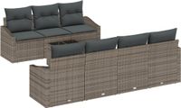 vidaXL Bankstel 8-delig Grijs Polyrattan