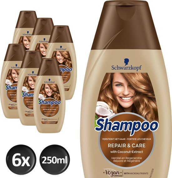 Schwarzkopf Schwarzkopf Shampoo Repair & Care 250 ml - 6 stuks - Voordeelverpakking