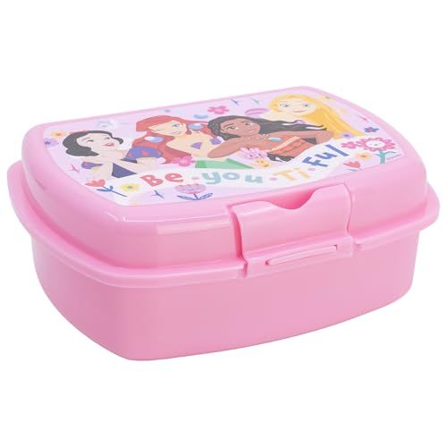 STOR Disney Prinsessen Broodtrommel Kinderen 1686ml - Lunchbox met Veiligheidsluiting BPA Vrij - Stevige Lunchtrommel voor School Park Uitstapjes