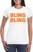 Bellatio Decorations Verkleed shirt voor dames - bling - wit - oranje glitter - carnaval/themafeest S