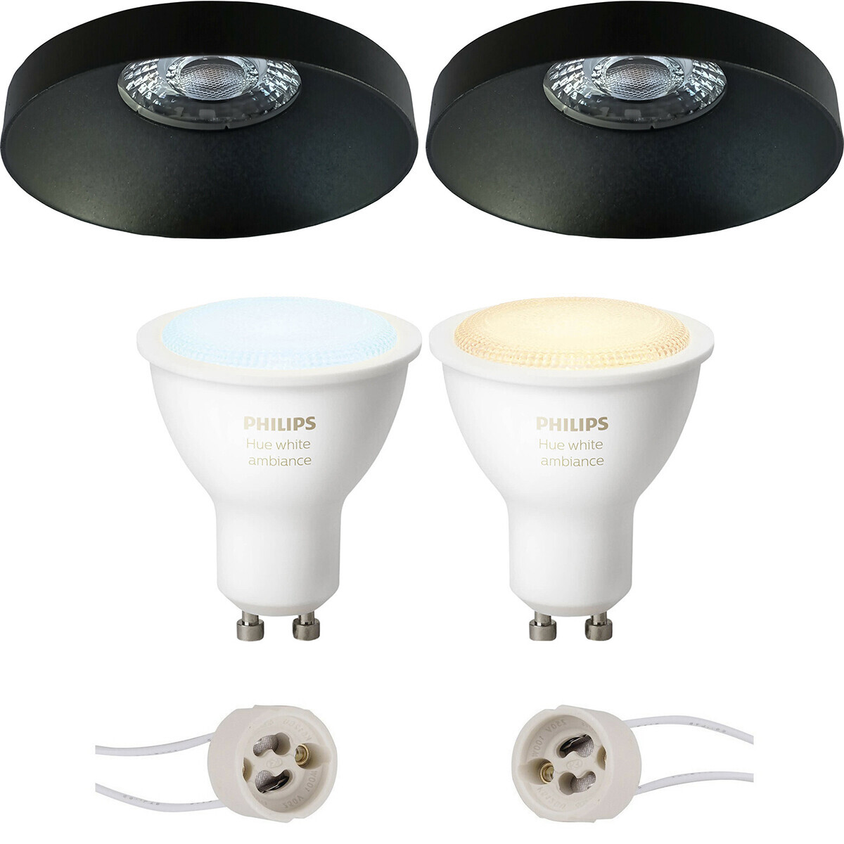 BES LED Pragmi Vrito Pro - Inbouw Rond - Mat Zwart - Ø82mm - Philips Hue - LED Spot Set GU10 - White Ambiance - Bluetooth