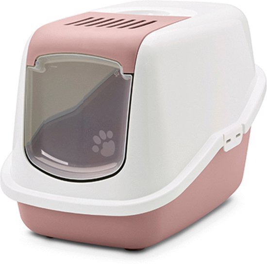 Savic Kattentoilet Nestor Earth 56 x 39 x 38.5 cm - Kattenbak - Roze&Wit